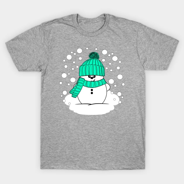 Cheeky Christmas Snowman with Peppermint Hat and Scarf T-Shirt by Krimbles